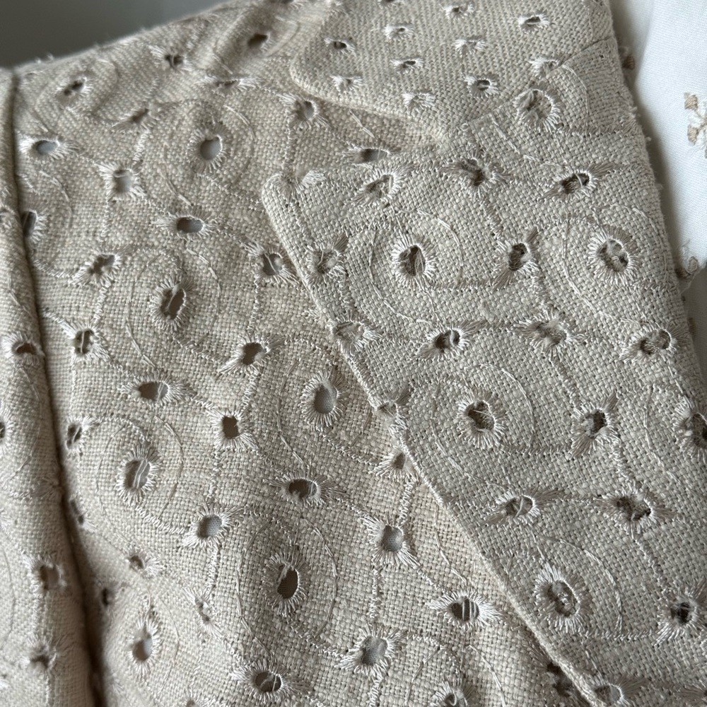Etcetera Beige Eyelet Jacket & Skirt Suit